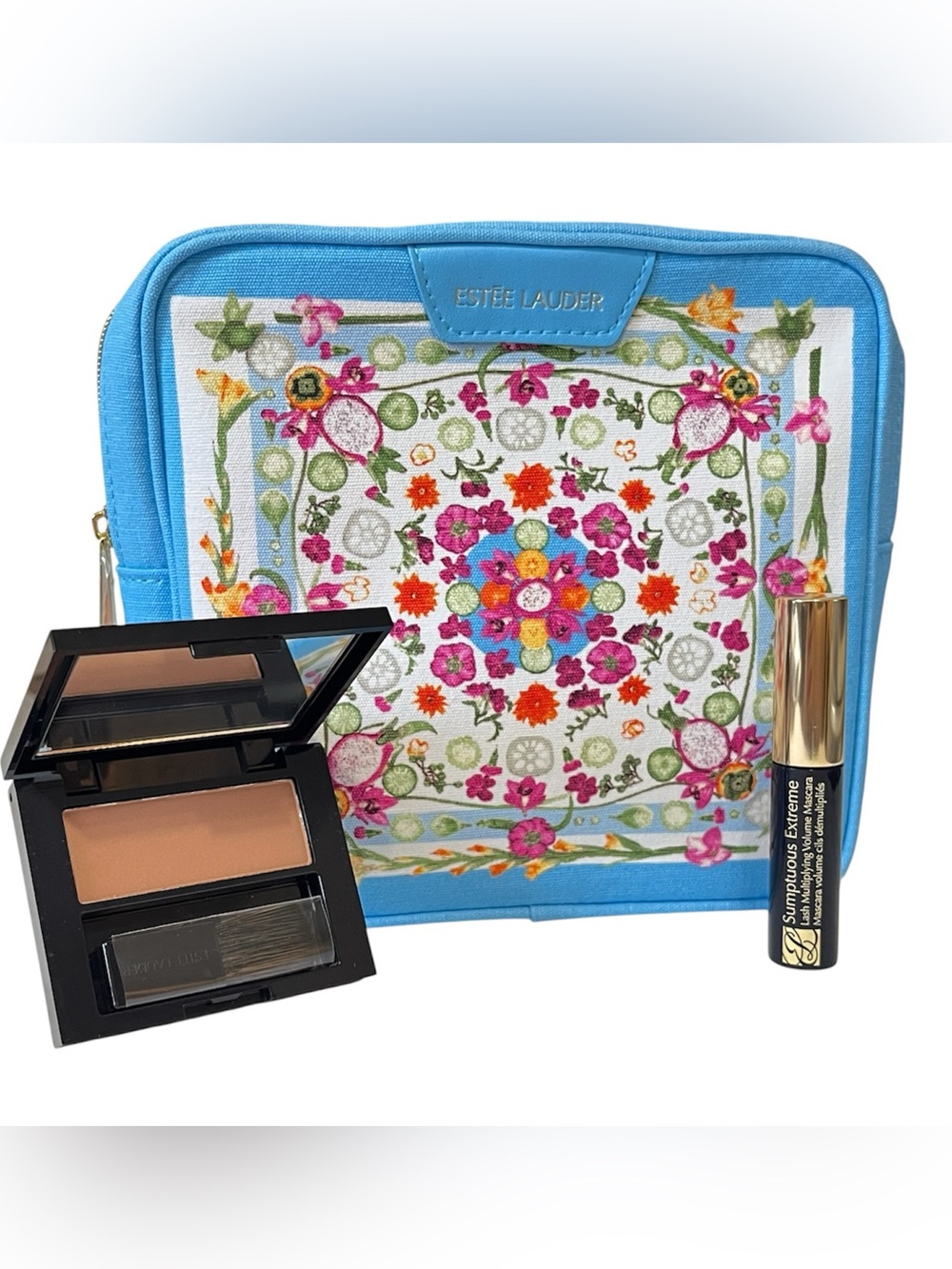 Estee Lauder Bronze Goddess 02 Medium Powder Bronzer Sumptuous Mascara & Bag Set